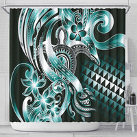 Aloha Turquoise Tribal Honu Tattoo Shower Curtain