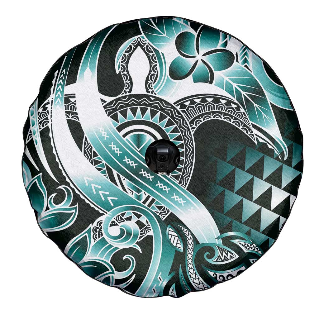 Aloha Turquoise Tribal Honu Tattoo Spare Tire Cover LT9 - Polynesian Pride