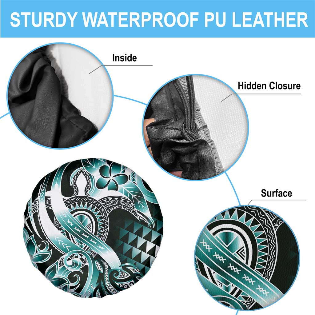 Aloha Turquoise Tribal Honu Tattoo Spare Tire Cover LT9 - Polynesian Pride