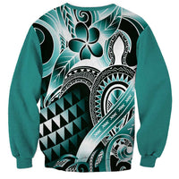 Aloha Turquoise Tribal Honu Tattoo Sweatshirt LT9 - Polynesian Pride