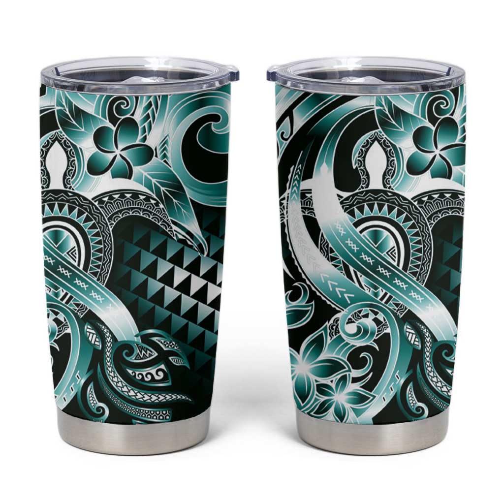 Aloha Turquoise Tribal Honu Tattoo Tumbler Cup LT9 Turquoise - Polynesian Pride