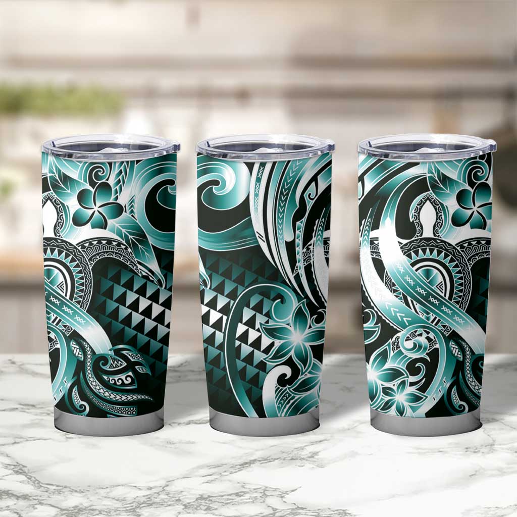 Aloha Turquoise Tribal Honu Tattoo Tumbler Cup LT9 - Polynesian Pride