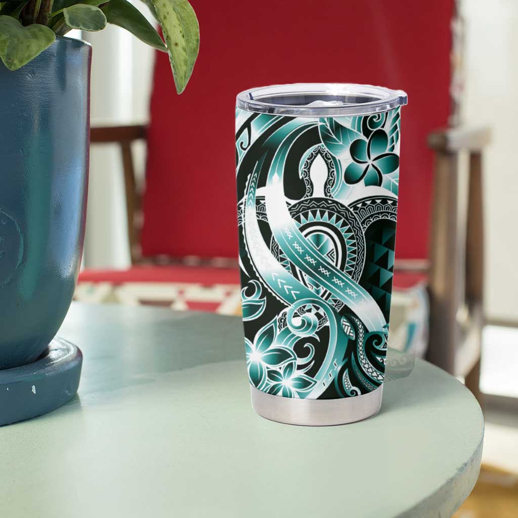 Aloha Turquoise Tribal Honu Tattoo Tumbler Cup LT9 - Polynesian Pride
