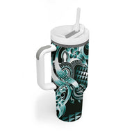 Aloha Turquoise Tribal Honu Tattoo Tumbler With Handle LT9 - Polynesian Pride