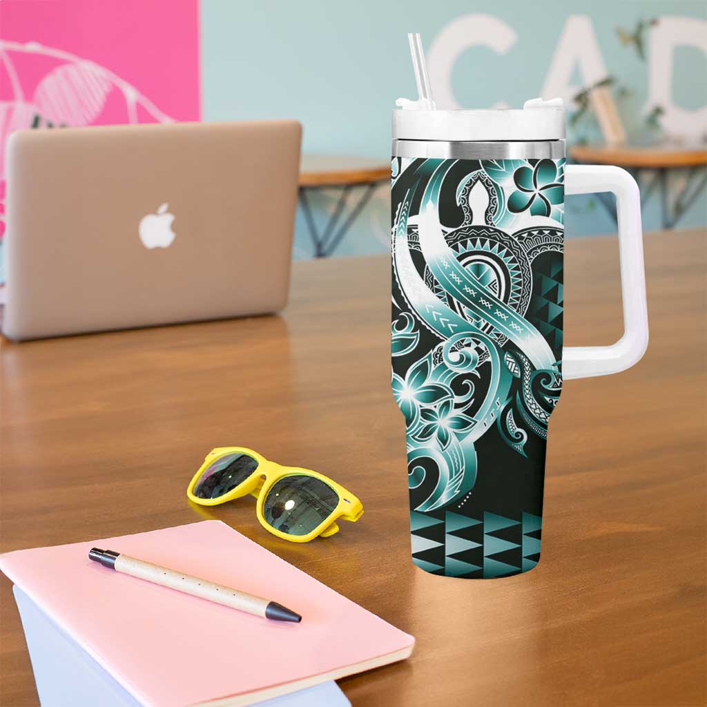 Aloha Turquoise Tribal Honu Tattoo Tumbler With Handle LT9 - Polynesian Pride