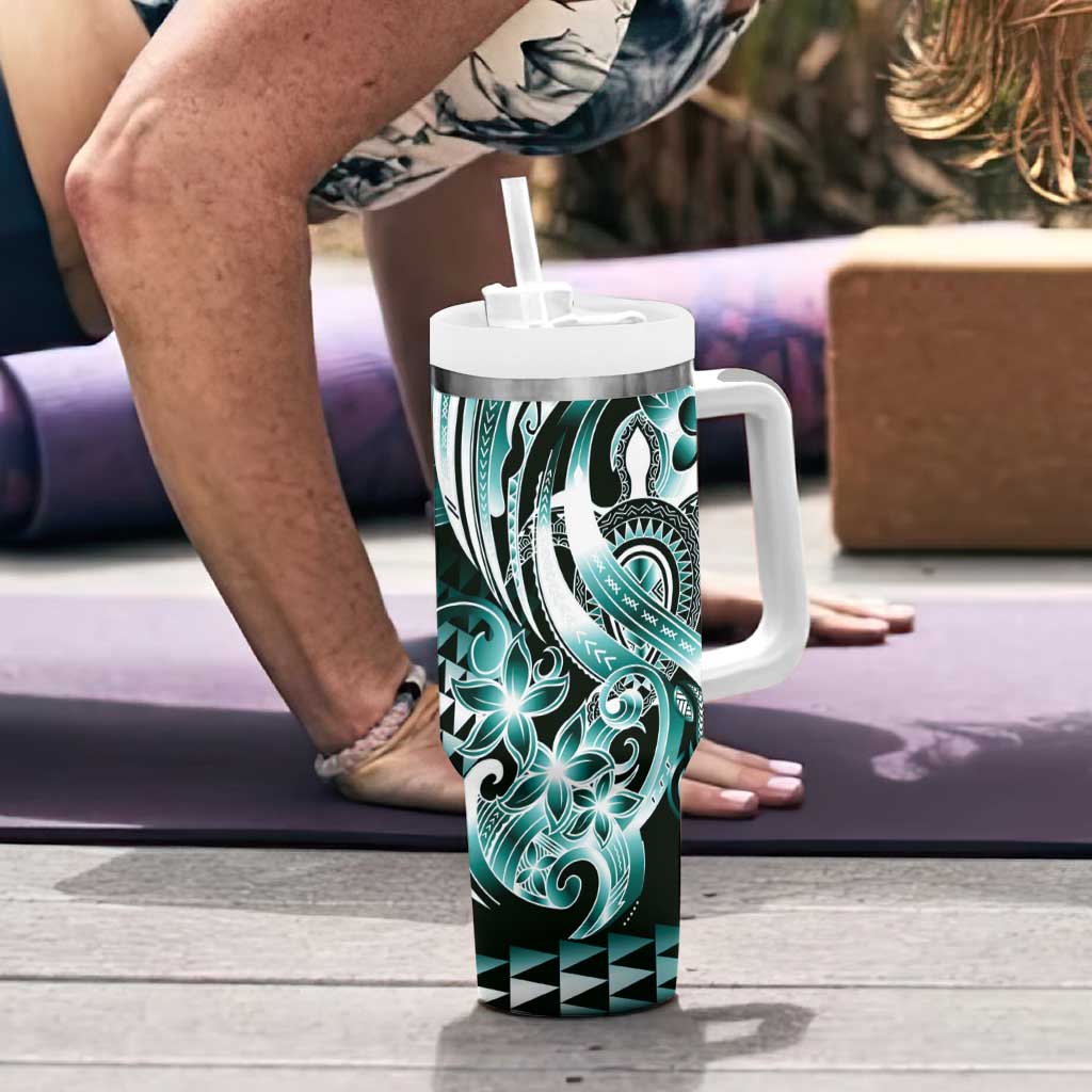 Aloha Turquoise Tribal Honu Tattoo Tumbler With Handle LT9 - Polynesian Pride