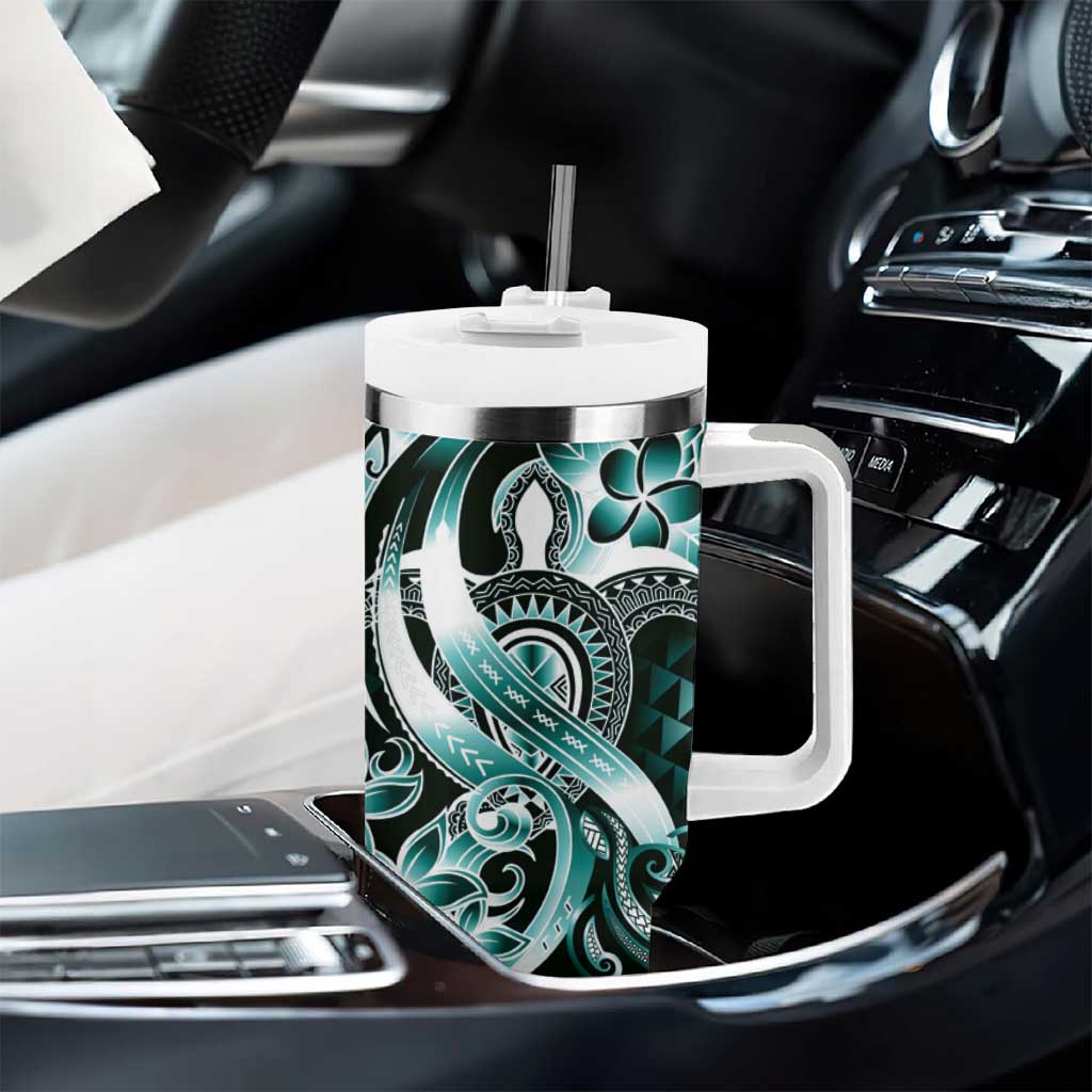 Aloha Turquoise Tribal Honu Tattoo Tumbler With Handle LT9 - Polynesian Pride