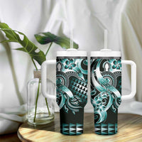 Aloha Turquoise Tribal Honu Tattoo Tumbler With Handle LT9 - Polynesian Pride