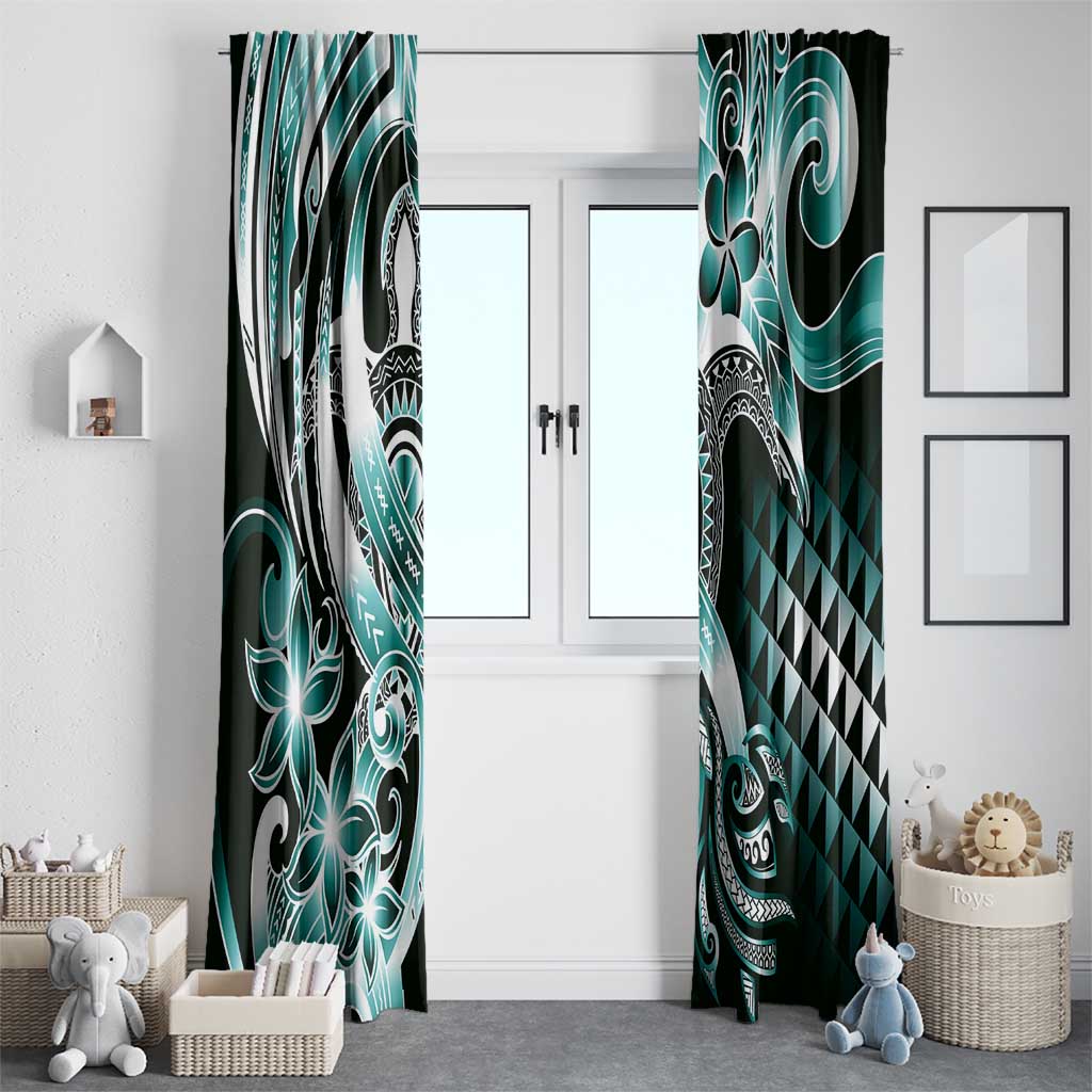 Aloha Turquoise Tribal Honu Tattoo Window Curtain LT9 - Polynesian Pride