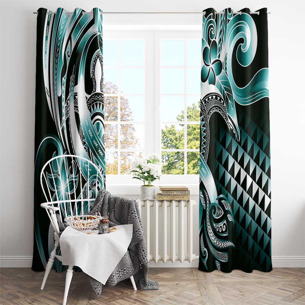 Aloha Turquoise Tribal Honu Tattoo Window Curtain LT9 - Polynesian Pride