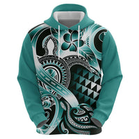 Aloha Turquoise Tribal Honu Tattoo Zip Hoodie