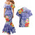 Personalised Chuuk States Humpback Whale Couples Matching Mermaid Dress and Hawaiian Shirt Polynesian Tropical Flowers