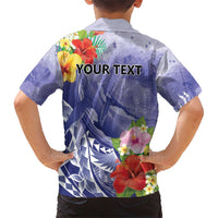 Personalised Chuuk States Humpback Whale Family Matching Short Sleeve Bodycon Dress and Hawaiian Shirt Polynesian Tropical Flowers