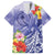 Personalised Chuuk States Humpback Whale Family Matching Short Sleeve Bodycon Dress and Hawaiian Shirt Polynesian Tropical Flowers