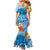 Personalised Kosrae States Humpback Whale Family Matching Mermaid Dress and Hawaiian Shirt Polynesian Tropical Flowers