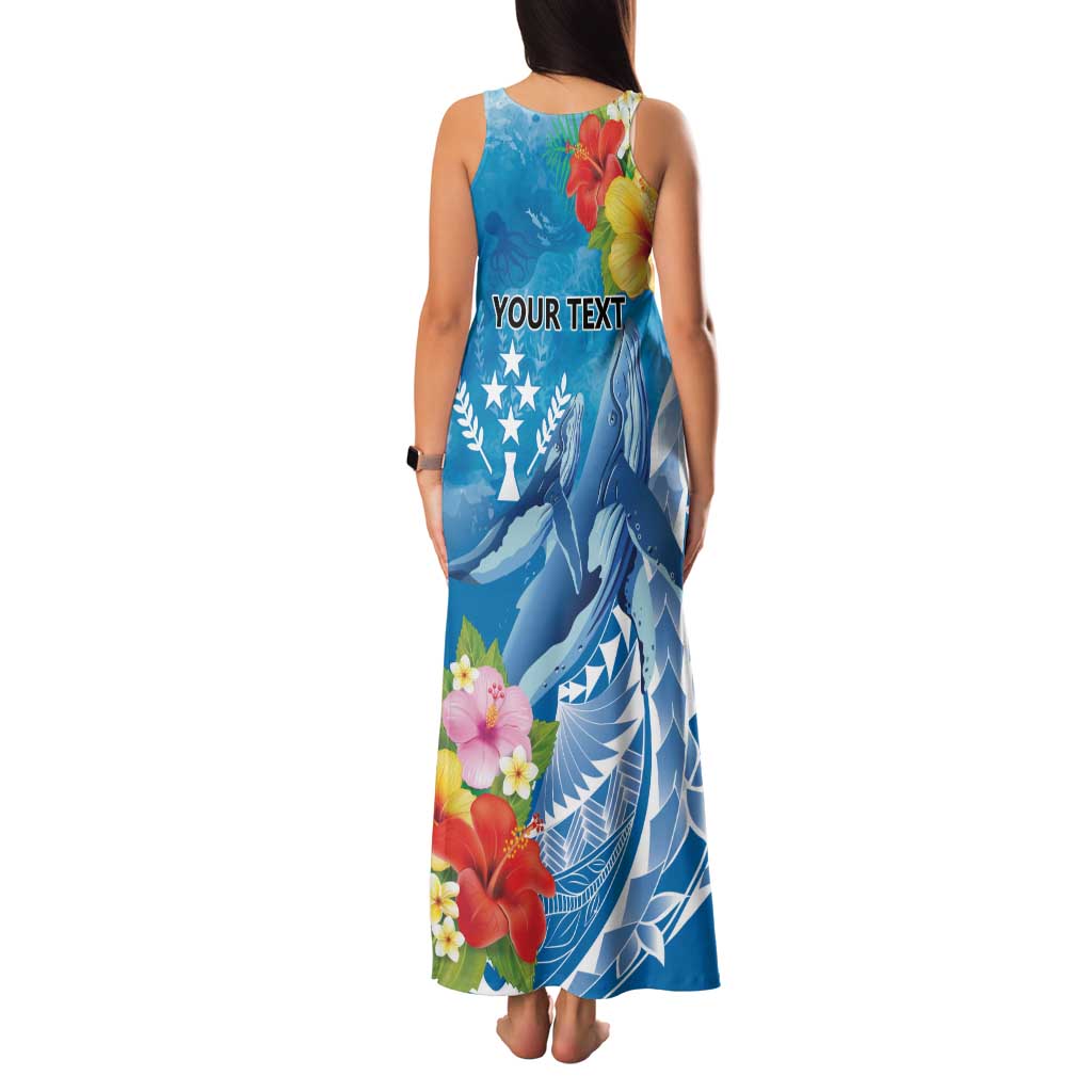 Personalised Kosrae States Humpback Whale Family Matching Tank Maxi Dress and Hawaiian Shirt Polynesian Tropical Flowers
