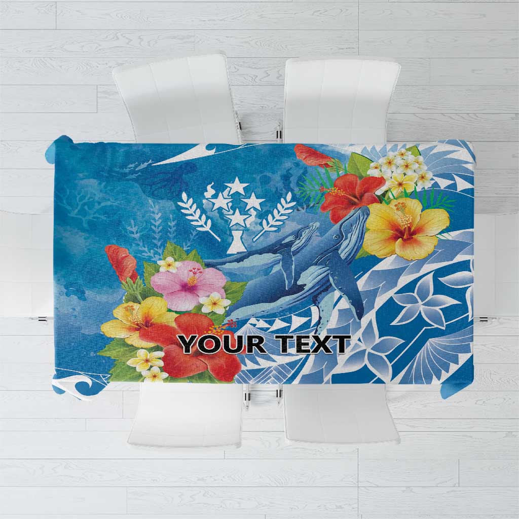Personalised Kosrae States Humpback Whale Tablecloth Polynesian Tropical Flowers