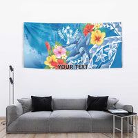 Personalised Kosrae States Humpback Whale Tapestry Polynesian Tropical Flowers