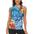 Personalised Kosrae States Humpback Whale Women Sleeveless Polo Shirt Polynesian Tropical Flowers