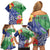 Personalised Pohnpei States Humpback Whale Family Matching Off Shoulder Short Dress and Hawaiian Shirt Polynesian Tropical Flowers