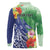 Personalised Pohnpei States Humpback Whale Long Sleeve Polo Shirt Polynesian Tropical Flowers