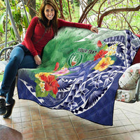 Personalised Pohnpei States Humpback Whale Quilt Polynesian Tropical Flowers