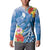 Personalised Yap States Humpback Whale Button Sweatshirt Polynesian Tropical Flowers