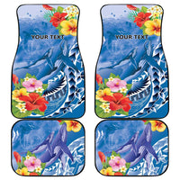 Personalised Yap States Humpback Whale Car Mats Polynesian Tropical Flowers
