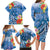 Personalised Yap States Humpback Whale Family Matching Long Sleeve Bodycon Dress and Hawaiian Shirt Polynesian Tropical Flowers