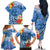 Personalised Yap States Humpback Whale Family Matching Off The Shoulder Long Sleeve Dress and Hawaiian Shirt Polynesian Tropical Flowers