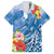 Personalised Yap States Humpback Whale Family Matching Off Shoulder Maxi Dress and Hawaiian Shirt Polynesian Tropical Flowers