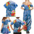 Personalised Yap States Humpback Whale Family Matching Summer Maxi Dress and Hawaiian Shirt Polynesian Tropical Flowers