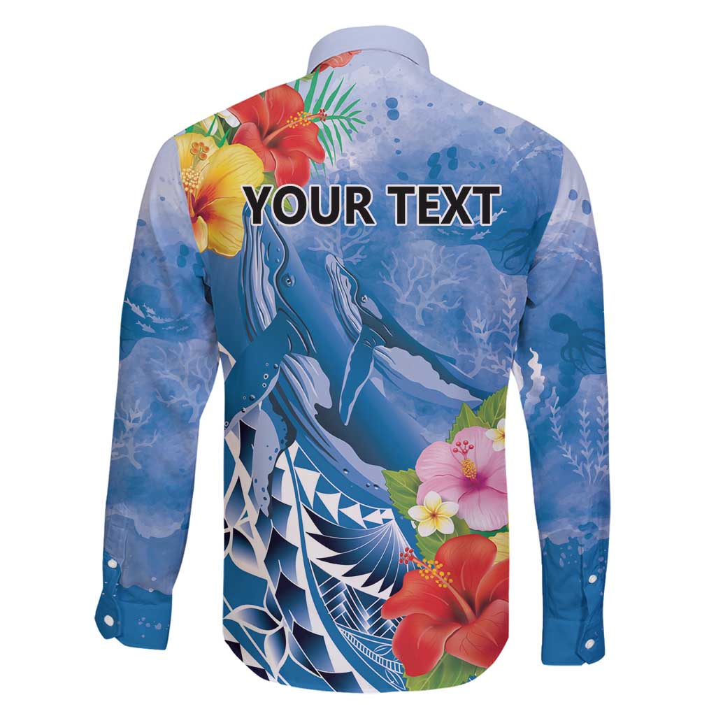 Personalised Yap States Humpback Whale Family Matching Summer Maxi Dress and Hawaiian Shirt Polynesian Tropical Flowers