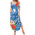 Personalised Yap States Humpback Whale Family Matching Summer Maxi Dress and Hawaiian Shirt Polynesian Tropical Flowers