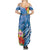 Personalised Yap States Humpback Whale Family Matching Summer Maxi Dress and Hawaiian Shirt Polynesian Tropical Flowers