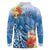 Personalised Yap States Humpback Whale Long Sleeve Polo Shirt Polynesian Tropical Flowers