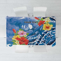 Personalised Yap States Humpback Whale Tablecloth Polynesian Tropical Flowers