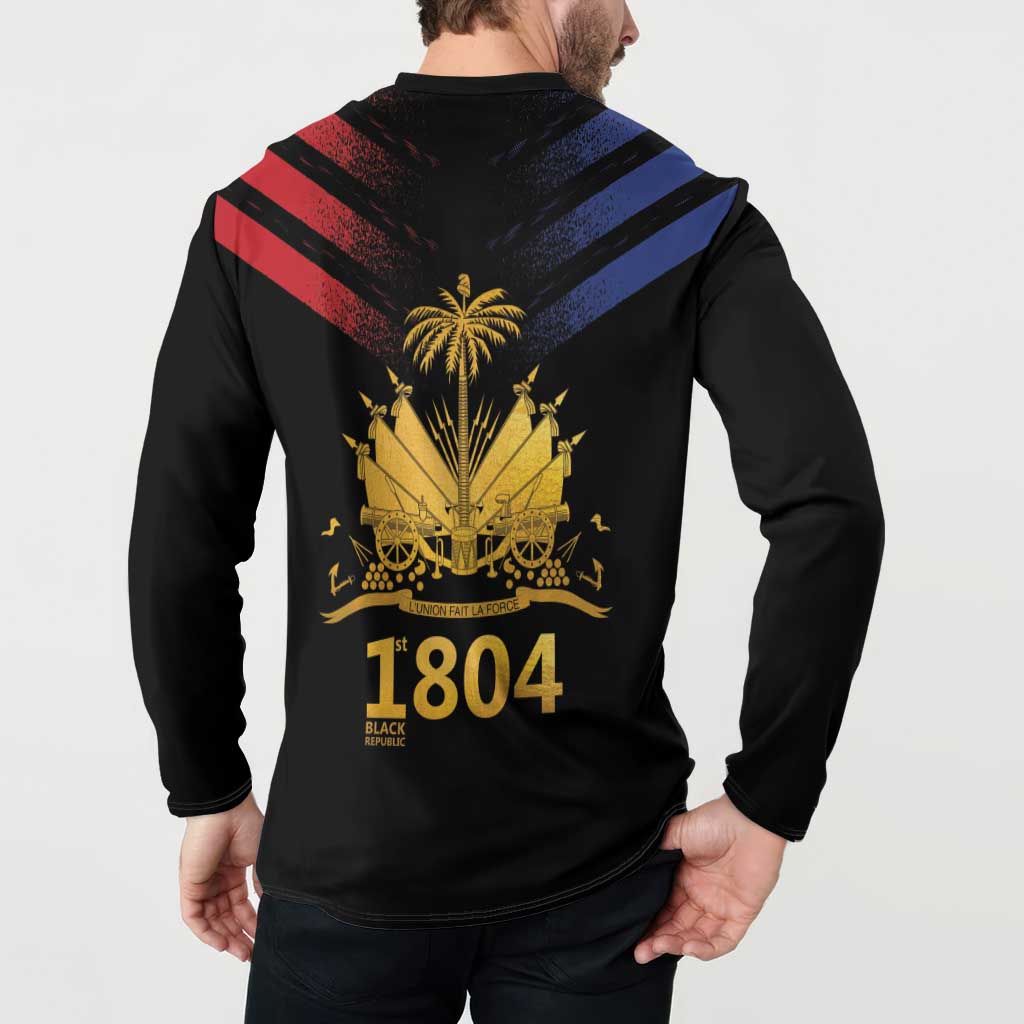 Haiti Independence Day Button Sweatshirt The First Black Republic Since 1804 LT9 - Polynesian Pride