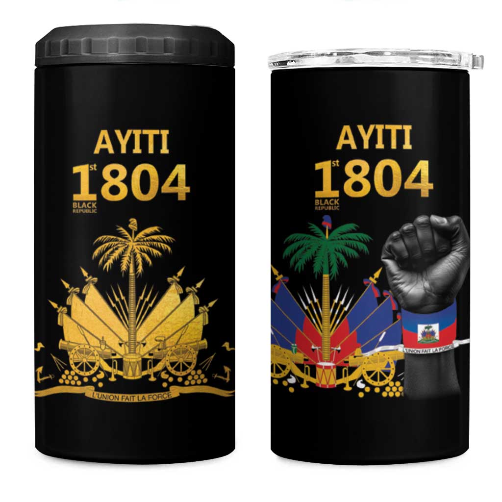 Haiti Independence Day 4 in 1 Can Cooler Tumbler The First Black Republic Since 1804 LT9 One Size: 16 oz Blakc - Polynesian Pride
