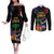 Haiti Independence Day Couples Matching Off The Shoulder Long Sleeve Dress and Long Sleeve Button Shirt The First Black Republic Since 1804