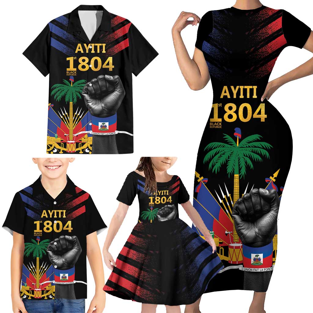 Haiti Independence Day Family Matching Short Sleeve Bodycon Dress and Hawaiian Shirt The First Black Republic Since 1804