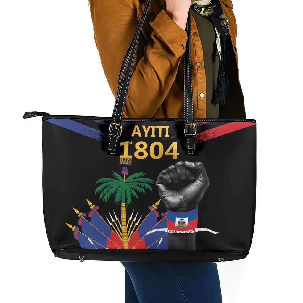 Haiti Independence Day Leather Tote Bag The First Black Republic Since 1804 LT9 - Polynesian Pride