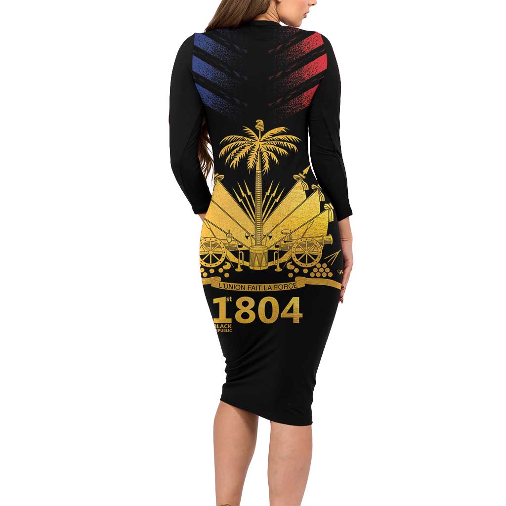 Haiti Independence Day Long Sleeve Bodycon Dress The First Black Republic Since 1804