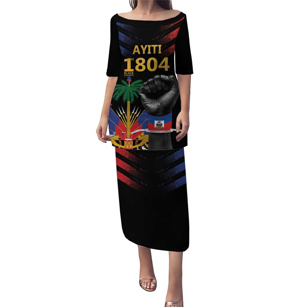Haiti Independence Day Puletasi The First Black Republic Since 1804 LT9 Long Dress Blakc - Polynesian Pride