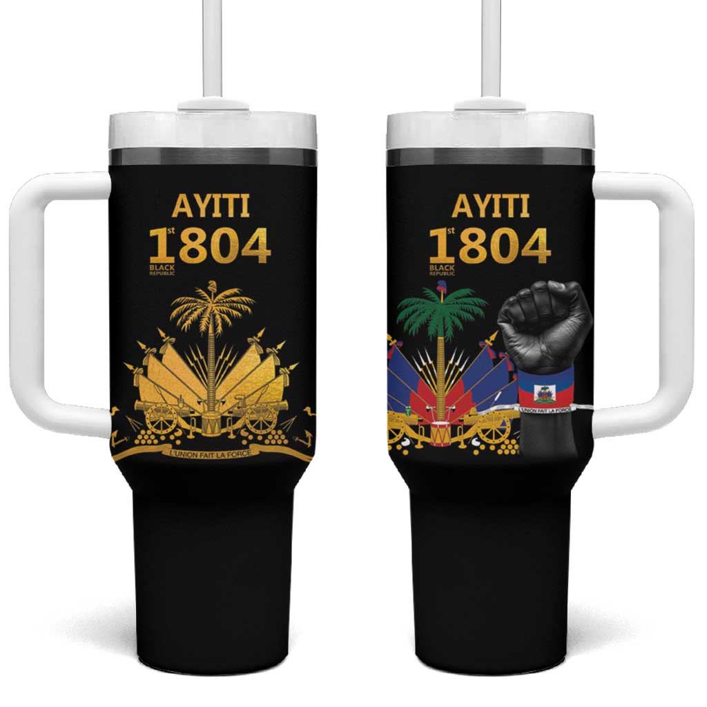Haiti Independence Day Tumbler With Handle The First Black Republic Since 1804 LT9 One Size: 40 oz Blakc - Polynesian Pride