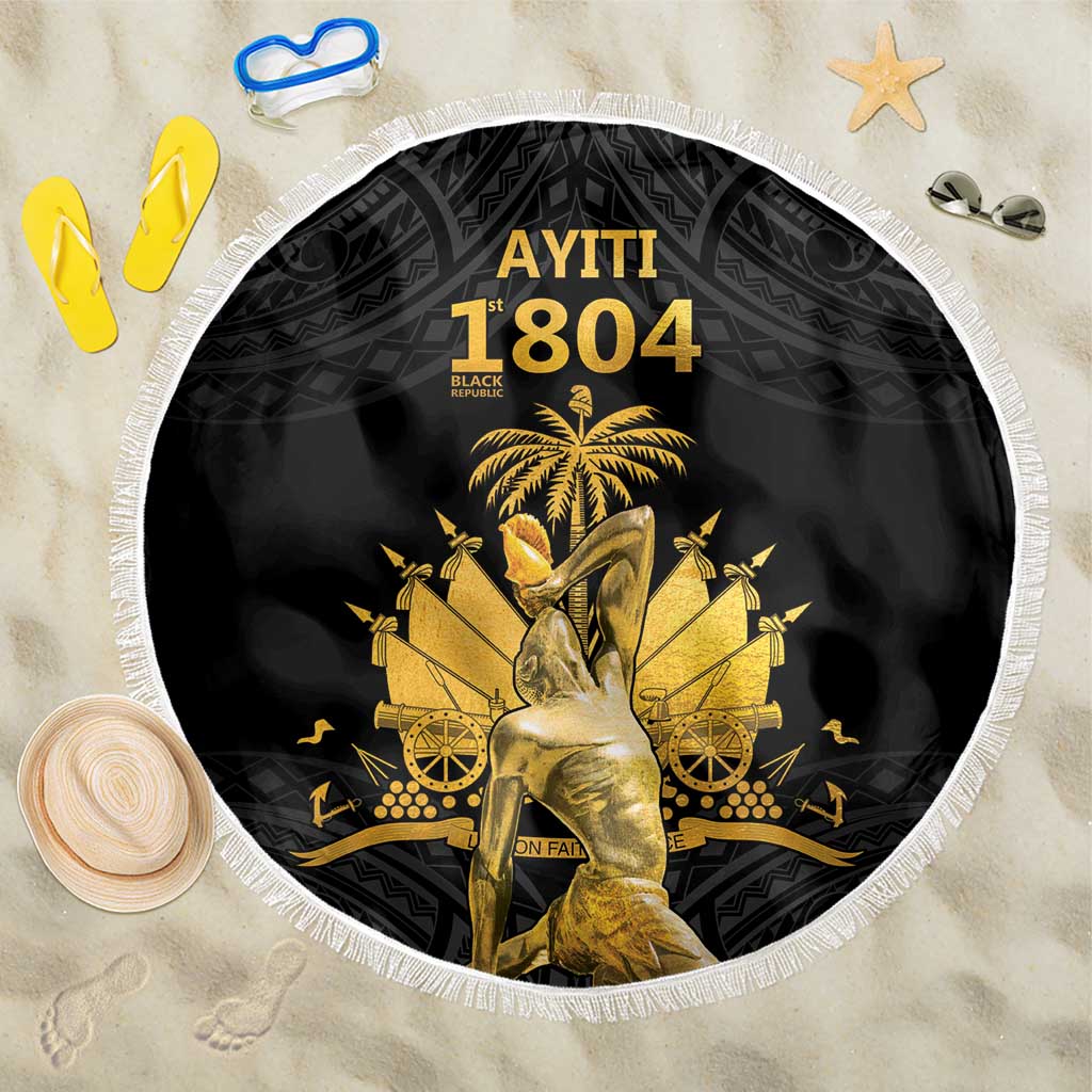 Haitian Negre Marron 1804 Beach Blanket Black Polynesian Pattern LT9 One Size 150cm Black - Polynesian Pride