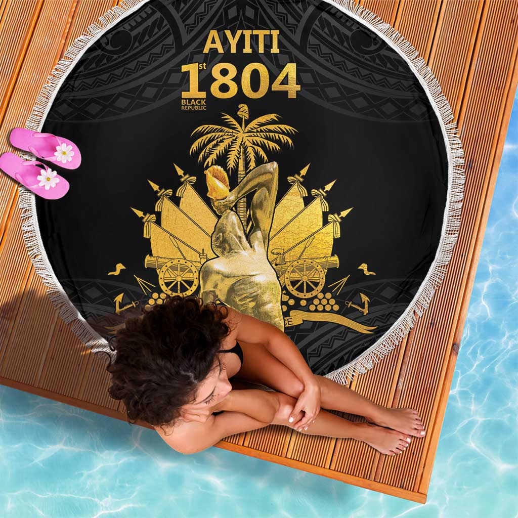 Haitian Negre Marron 1804 Beach Blanket Black Polynesian Pattern LT9 - Polynesian Pride