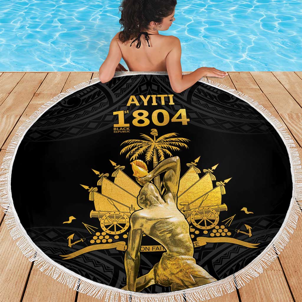 Haitian Negre Marron 1804 Beach Blanket Black Polynesian Pattern LT9 - Polynesian Pride