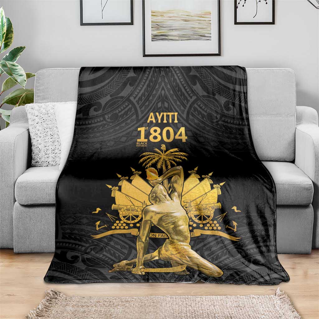 Haitian Negre Marron 1804 Blanket Black Polynesian Pattern LT9 - Polynesian Pride