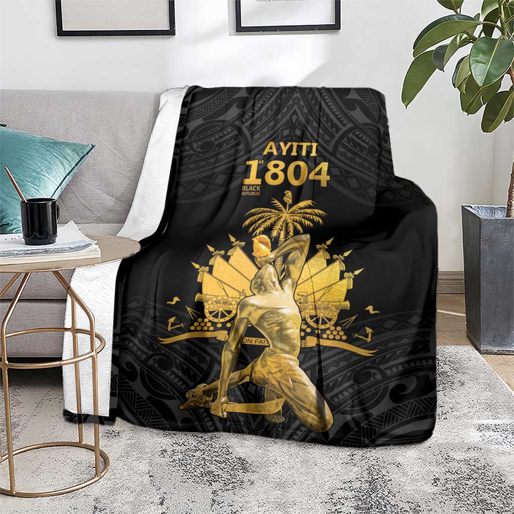 Haitian Negre Marron 1804 Blanket Black Polynesian Pattern LT9 - Polynesian Pride